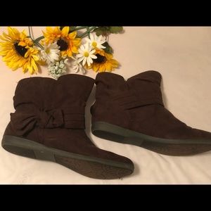 Brown suede ankle boots